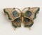 Adorable 14k Gold Filigree Enamel Butterfly Pin