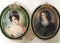 2 Hand Painted Miniature Portrait Paintings Of Young Woman