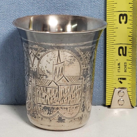 Russian Sterling Silver Judaica Kiddish Cup