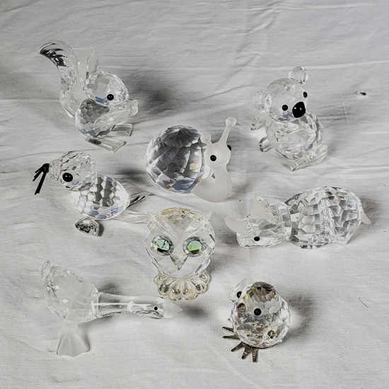 7 Petite Swarovski Crystal Animal Sculptures