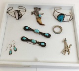 Tray of Native American Sterling Silver Jewelry