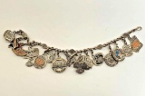 Harley Davidson Sterling Silver Charm Bracelet with 15 Charms