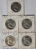 5 Franklin Silver Half Dollars