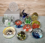 11 Art Glass Paperweights
