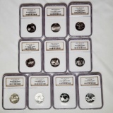 10 PF 69 Ultra Cameo NGC Silver State Quarters (all 5 2003-S and 2004-S)