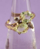 10k Gold Peridot Heart with Diamond Accents Ring
