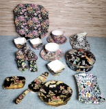 Approx. 20 Pcs. Vintage Chintz China with Black Background