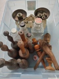 Lot Of Collectible Kitchen Treen Pestles, Bear Bottles, Balance Scales, and more