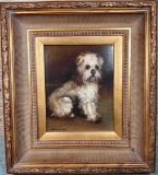 Cute 20th Century Oil Painting of Terrier Dog Signed Shipley