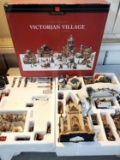 Member's Mark Hand Painted Victorian Village Lighted Christmas Houses in orig. Box