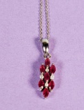 Ruby & Diamond Pendant 14k Gold Necklace