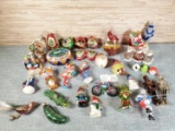 Collection of Glass Figural Christmas Ornaments