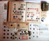 US Stamp Album and Collection of Early 1800s Foreign, US High Grade and Die Variety Coins and More