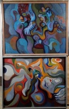 2 Charlotte Flo Singer -Johnson Acrylic on Canvas Abstract Paintings