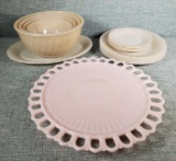 Vintage Fire King Ivory Swirl & Shell Pink Glass