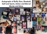 Large Tray lot FULL of Celebrity Signed Photos and Sports Items