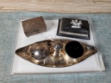 Silver Plate Condiment Set & Trinket Boxes