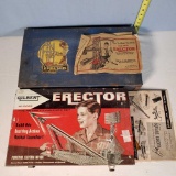 2 Gilbert Erector Sets - 10052 Rocket Launcher Set with Motor and 