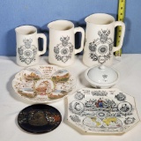 3 Graduated 1887 Queen Victoria Jubilee Jugs, Plate, 1897 Diamond Jubilee Plate & More