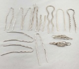 Lot Of 15 Sterling Silver Hair Pins