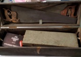 Wood Carpenter's Tool Box Full Of Vintage Tools