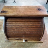 Table Top Pine Roll Top Breadbox / Desk