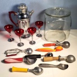 Retro Cocktail Set, Glass Store Counter Jar and Ice Cream Scoop Collection