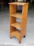 Oak Arts & Crafts Rolling Book Shelf