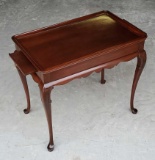 Mahogany Side Table With Pull Out Candle Shelves Raised On Cabriole Legs