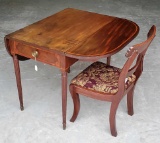 English Mahogany Pembroke Drop Leaf Table And Chair