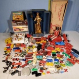 Collection of Vintage Plastic Toy Cars, Die Cast Cars, Elvis Decanter, Claude Hopper and More