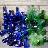 Giant Collection of Vintage and Collectible Cobalt and Green Glass and Some Depression Glass