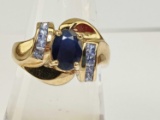 10k Gold Sapphire & Topaz Ring