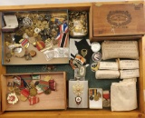 Lot Of USA, English `& Polish Military Medals, Pins, Buttons, Medallions, and More