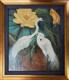 Jessie Arms Botke (1883-1971) - Egrets and Lotus Framed & Matted Print