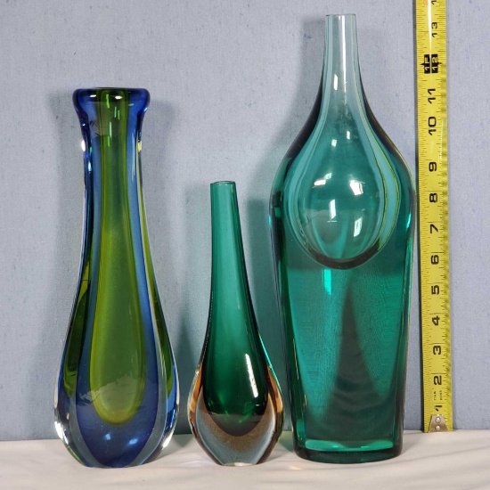 3 MCM Murano Art Glass Vases incl Cenedese