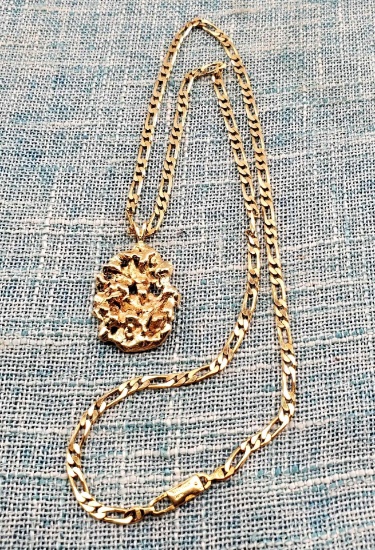 14K Yellow Gold Nugget Pendant Necklace