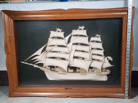 1963 Turner Wall Accessory Flying Cloud "1850" Clipper Ship Shadowbox Relief Art