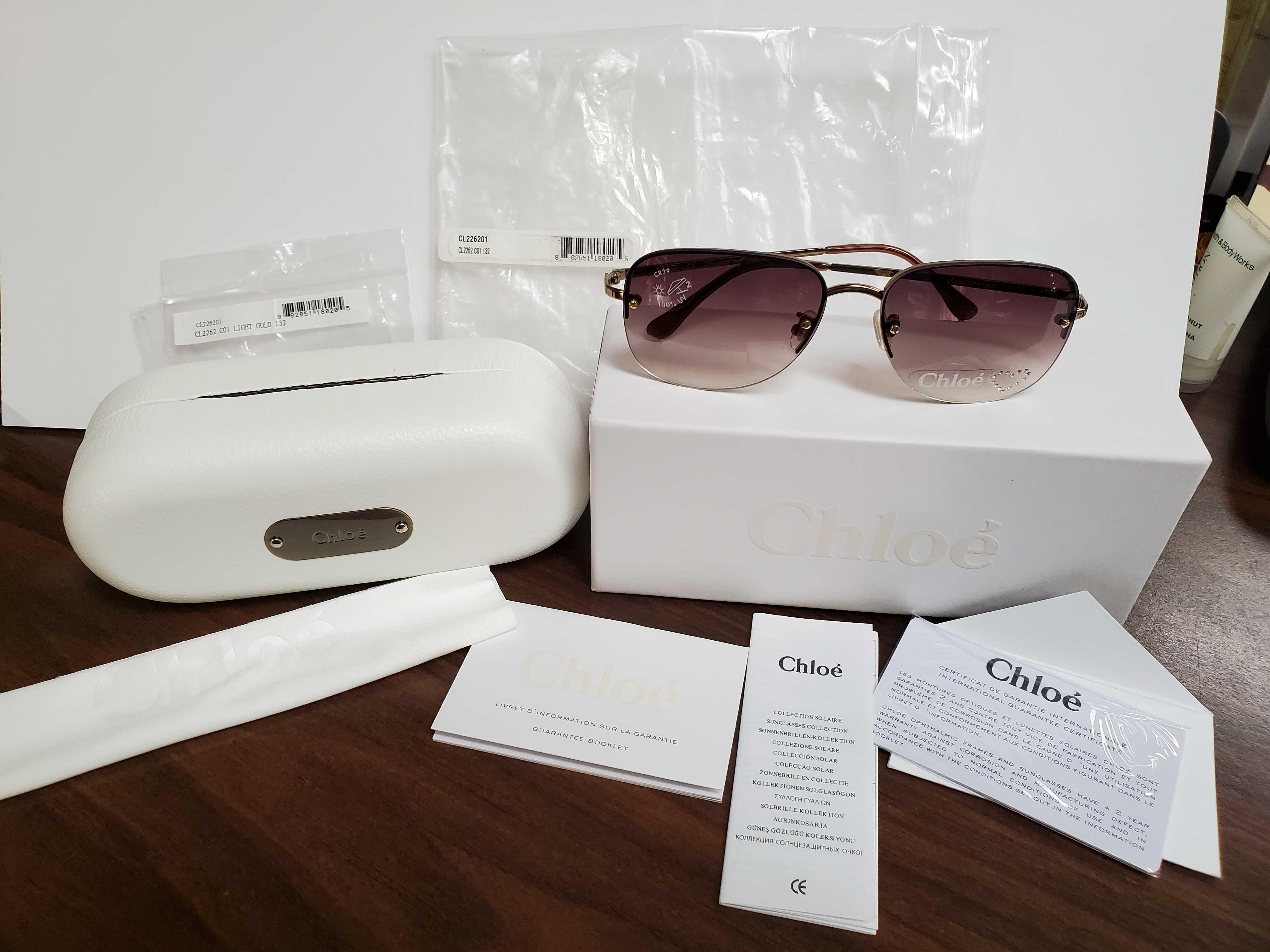 New in Box Chloe Sunglasses Gold CL2262 C01 | Proxibid