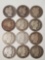 12 Barber Silver Half Dollars, All With Full Dates and Mint Marks