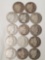 14 Barber Silver Half Dollars, All With Full Dates and Mint Marks