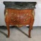 Matched Veneer Bombay Side Table with Green Marble Tops