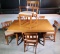 Retro VIntage Light Wood Dining Room Table and Leaf with 6 Chairs