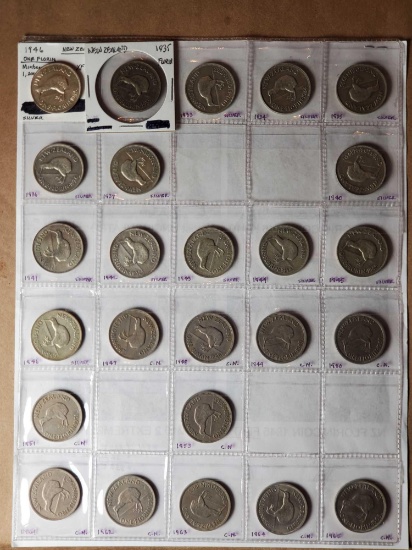 Complete Set (plus 2) New Zealand Florin Coins 1935 - 1965