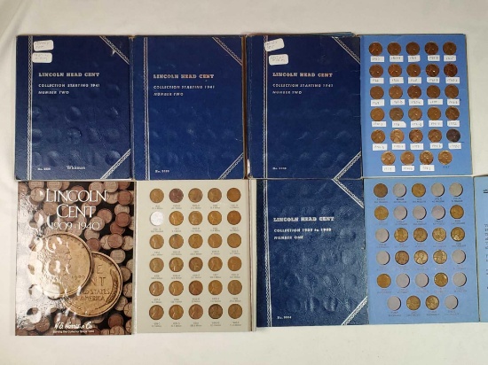 2 Partial Number One 1909-1940 Wheat Cents and 3 Number 2 albums starting 1941