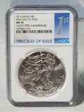 NGC MS 70 2016 Silver Eagle 30th Anniversary First Day Issue .999 1 Troy Oz Bullion Coin