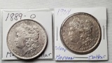 1904 AU/UNC and 1889-O AU/UNC US Silver Morgan Dollars
