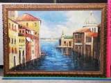 Venetian Canal Landscape on Stretched Canvas Painting