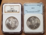 NGC MS 63 1885-O and NMS MS 65 1881-O US Silver Morgan Dollars