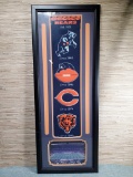 Framed Embroidered Wool Chicago Bears Mascots with Stadium Photo